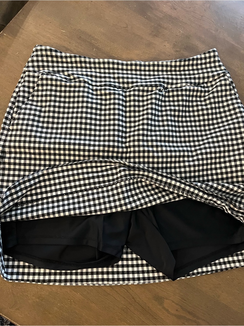 Black & White Gingham Mini Skirt with Built-In Shorts
